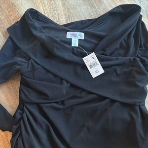 Maternity black off the shoulder dress. Great for any occasion